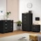 Manhattan Comfort Granville Black 5-Drawer Tall Dresser, 3-Drawer Standard Dresser and 2-Drawer Nightstand, Set of 3 GRAN052 - alternate 1